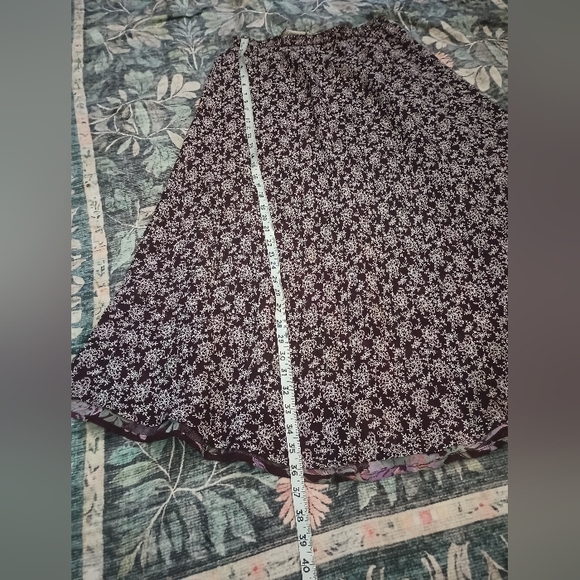 Coldwater Creek Reversible Fairy Maxi Skirt Medium Petite Purple Floral Cottage - Picture 11 of 12